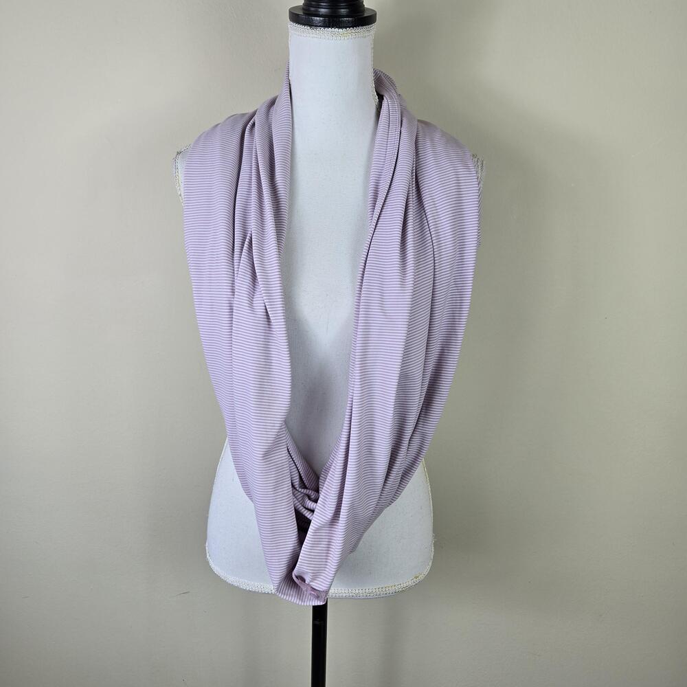 Lululemon Scarf Womens One Size Purple Striped Infinity Button Loop Jersey Knit